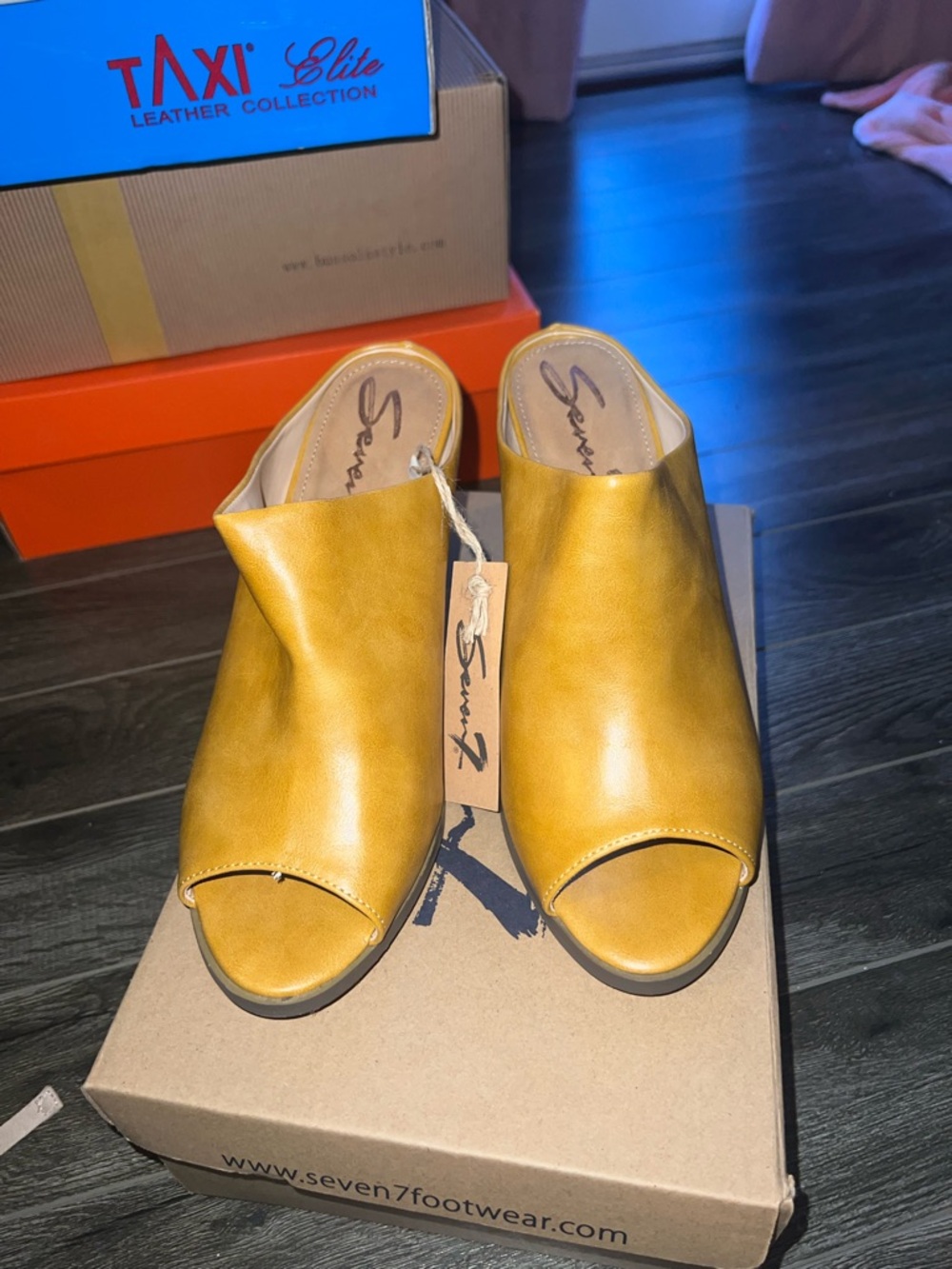 Seven7 Yellow Open-Toe Slip-On Mule